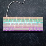 H61K 60% Compact Mechanical Keyboard – Blue Switches, RGB LED Backlight, 61 Keys Mini Gaming & Office Keyboard for PC/Mac/Xbox – with USB Cable (White)