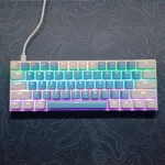 H61K 60% Compact Mechanical Keyboard – Blue Switches, RGB LED Backlight, 61 Keys Mini Gaming & Office Keyboard for PC/Mac/Xbox – with USB Cable (Blue and White)