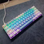 H61K 60% Compact Mechanical Keyboard – Blue Switches, RGB LED Backlight, 61 Keys Mini Gaming & Office Keyboard for PC/Mac/Xbox – with USB Cable (Blue and White) - Image 2