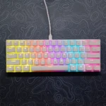 WY-61 60% Layout Mechanical Keyboard – Blue Switches, RGB LED Backlight, 61 Keys Mini Gaming & Office Keyboard for PC (White)