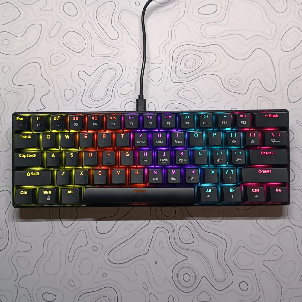 29_result WY-61 60% Layout Mechanical Keyboard – Blue Switches, RGB LED Backlight, 61 Keys Mini Gaming & Office Keyboard for PC (Black) - Image 1