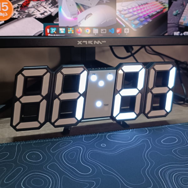 3D LED Digital Wall & Desk Clock – Date, Temperature & Alarm Display, Silent Operation, Modern Minimalist Design, 24-Hour Display (Black & White)