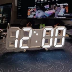 3D LED Digital Wall & Desk Clock – Date, Temperature & Alarm Display, Silent Operation, Modern Minimalist Design, 24-Hour Display (White)