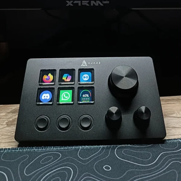 AJAZZ AKP03 Programmable Desk Controller – Multi-Function Knob, One-Click App/Web Launch, Live Audio Control Console, Stream-Deck Style Shortcut Panel for PC