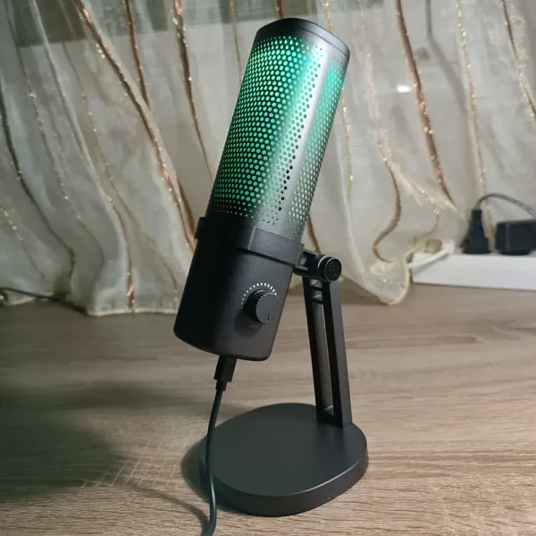 SEMNLAN SP12 USB Microphone – RGB Streaming Mic with Touch-Mute, Headphone Monitoring, Volume Control & Plug-and-Play Design for PC & Mac