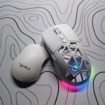 HXSJ T26 Dual-Mode Wireless Gaming Mouse – Bluetooth 5.1 & 2.4G, 4800 DPI, RGB Lighting, Interchangeable Covers, Rechargeable Battery (White)