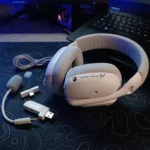 ATTACK SHARK L80PRO Tri-Mode Wireless Gaming Headset – 20ms Low Latency, Dual Mics, 40mm Drivers, 300mAh Battery, Ultra-Light 203g Design (White)