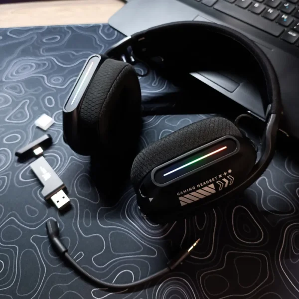 ONIKUMA GT808 Tri-Mode Wireless Gaming Headset – Bluetooth 5.3 / 2.4GHz / Wired, RGB Gradient Lighting, 360° Rotating Mic, Lightweight & Comfortable Design