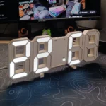 3D LED Digital Wall & Desk Clock – Date, Temperature & Alarm Display, Silent Operation, Modern Minimalist Design, 24-Hour Display (White) - Image 4