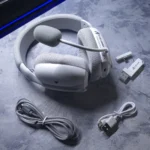 ATTACK SHARK L80PRO Tri-Mode Wireless Gaming Headset – Low Latency, Dual Mics, 40mm Drivers, 300mAh Battery, Lightweight Design (White) - Image 2