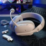 ATTACK SHARK L80PRO Tri-Mode Wireless Gaming Headset – 20ms Low Latency, Dual Mics, 40mm Drivers, 300mAh Battery, Ultra-Light 203g Design (White) - Image 2