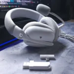 ATTACK SHARK L80PRO Tri-Mode Wireless Gaming Headset – Low Latency, Dual Mics, 40mm Drivers, 300mAh Battery, Lightweight Design (White) - Image 3