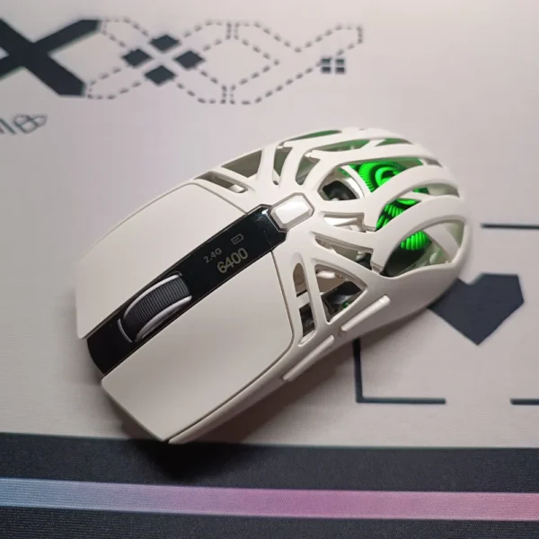 HXSJ T400 Tri-Mode Wireless Gaming Mouse – 10,000 DPI Adjustable, 1000Hz Polling Rate, Mini Display for DPI/Mode/Battery, 500mAh Rechargeable, Lightweight Design