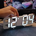 3D LED Digital Wall & Desk Clock – Date, Temperature & Alarm Display, Silent Operation, Modern Minimalist Design, 24-Hour Display (White) - Image 3