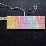 AJAZZ NK61 60% Hot-Swappable Mechanical Keyboard – Red Switches, RGB Backlight, Wired Connection, Compact 61-Key Design, with Keyboard Strap