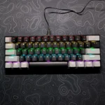 APAYADO K61 60% Wired Mechanical Keyboard – Compact 61-Key Layout, Smooth Red Switches, RGB Backlighting, Plug-and-Play Gaming Keyboard for PC & Laptop (Grey & Black)