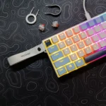 AJAZZ NK61 60% Hot-Swappable Mechanical Keyboard – Red Switches, RGB Backlight, Wired Connection, Compact 61-Key Design, with Keyboard Strap (Blue White) - Image 2