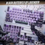 Black Butterfly of Lavender Keycaps – 122 Keys MDA Profile PBT+PC Keycap Set | MX Compatible Mechanical Keyboard Keycaps (ANSI Layout)