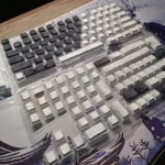 Black & White Contour Lines Keycaps – 145 Keys Cherry Profile PBT Keycap Set for Mechanical Keyboard (MX Compatible, ANSI Layout) - Image 2