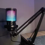 ME6S USB Gaming Microphone with RGB Lighting – Streaming & Recording Mic with Touch Mute, Volume Control & Headphone Jack (Black)