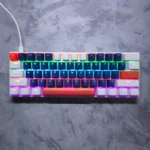 T-WOLF T-60 Mechanical 60% RGB Keyboard – Blue Switches, Wired Compact Gaming Keyboard with Multi-Color Keycaps (Blue & White)