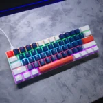 T-WOLF T-60 Mechanical 60% RGB Keyboard – Blue Switches, Wired Compact Gaming Keyboard with Multi-Color Keycaps (Blue & White) - Image 2