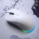 AJAZZ NJ08 Wireless Gaming Mouse – Tri-Mode (2.4G/BT/Wired), RGB Lighting, 12800 DPI, 1000Hz Polling Rate, Software Customizable (White)