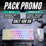 Inphic PG-01 RGB Gaming Mouse + WY-61 60% Mechanical Keyboard Combo – Blue Switch Keyboard, 12800 DPI Wired Gaming Mouse (White)