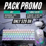 T-WOLF G520 RGB Gaming Mouse + K61 60% Mechanical Keyboard Combo – Blue Switch Keyboard, 12800 DPI RGB Mouse (White)