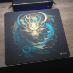 M4G Glass Mouse Pad Green Golden Dragon 45x40cm