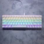 K68 Mechanical Keyboard – 68-Key Compact Layout, Blue Switches, RGB Lighting Modes, Wired Gaming Keyboard (White)