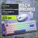 MAG-68HE Purple Dragon Hall Effect Keyboard + Attack Shark V6 Wireless Gaming Mouse Combo – 8000Hz Rapid Trigger Keyboard, Tri-Mode Mouse (White)