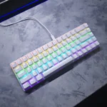 K68 Mechanical Keyboard – 68-Key Compact Layout, Blue Switches, RGB Lighting Modes, Wired Gaming Keyboard (White) - Image 3