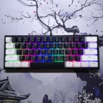 Wired Gaming Keyboard – 60% Compact Layout, Rainbow LED Backlight, USB Plug & Play (Black & White)
