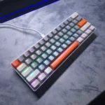 K61 60% Mechanical Keyboard – Blue Switch, RGB Backlight, Wired Compact Gaming Keyboard (Grey, White & Orange) - Image 2