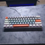 K61 60% Mechanical Keyboard – Blue Switch, RGB Backlight, Wired Compact Gaming Keyboard (Grey, White & Orange) - Image 3
