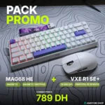 MAG-68HE Purple Dragon Hall Effect Keyboard + VXE R1 SE+ Wireless Gaming Mouse Combo – 8000Hz Rapid Trigger Keyboard, Tri-Mode Mouse (White)