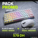 AJAZZ NK61 Mechanical Keyboard + R7 Wireless Gaming Mouse Combo – 61-Key Hot-Swappable Keyboard + 22K DPI Tri-Mode Mouse (White)
