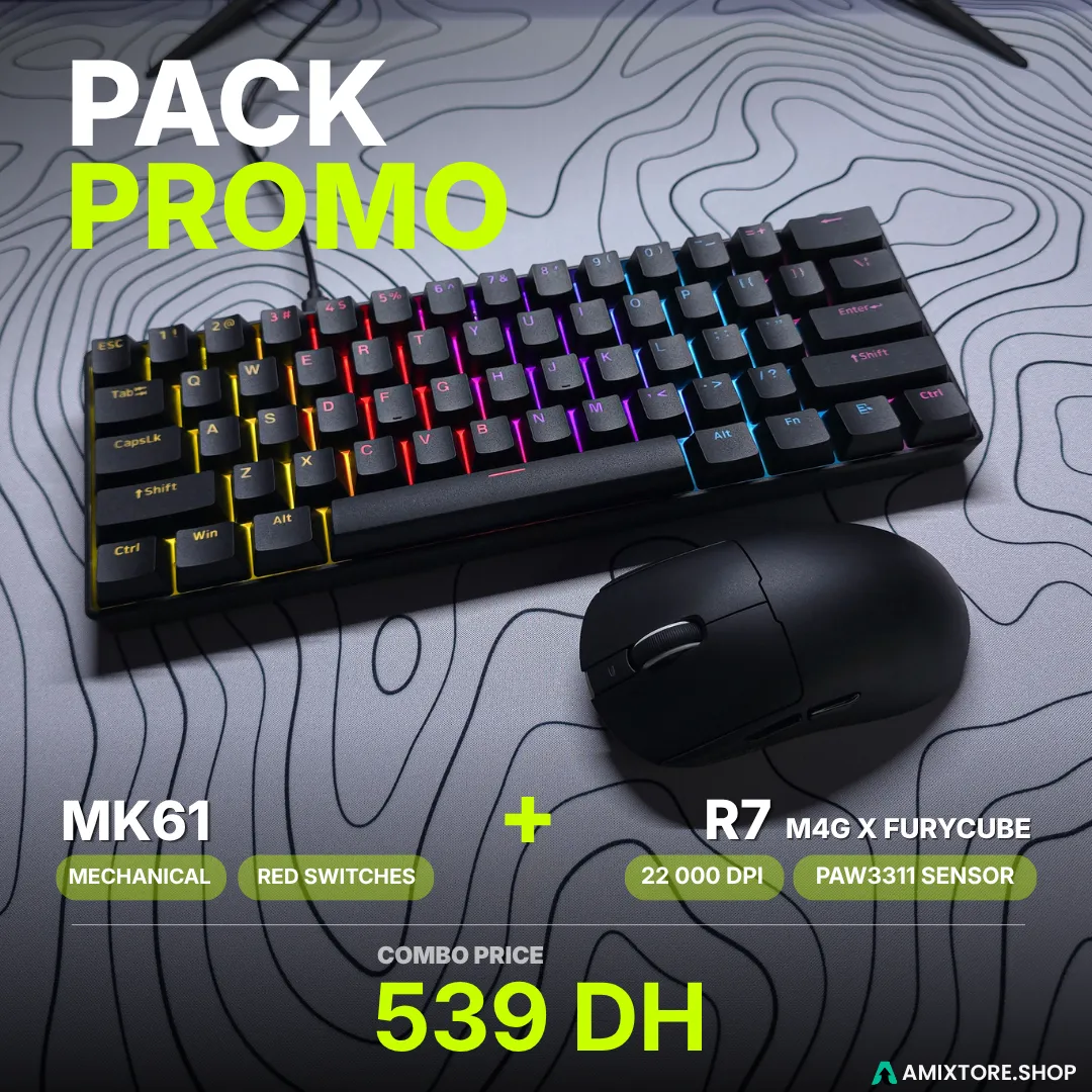 6_result MK61 Mechanical Keyboard + R7 Wireless Gaming Mouse Combo – 68-Key Hot-Swappable Keyboard + 22K DPI Tri-Mode Mouse (Black) - Image 1