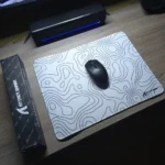 ATTACK SHARK CM02SE Gaming Mouse Pad – Heavy Textured Surface, Non-Slip Rubber Base, Stitched Edges (White Contour) - Image 2