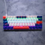 T-WOLF T-60 Mechanical 60% RGB Keyboard – Blue Switches, Wired Compact Gaming Keyboard with Multi-Color Keycaps (White & Blue)