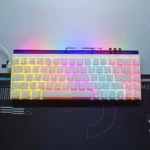 AJAZZ NK68 65% Wired Mechanical Gaming Keyboard – Red Switches, RGB Front Box, White Contour Keycaps, Tray-Mounted Design (White Contour)