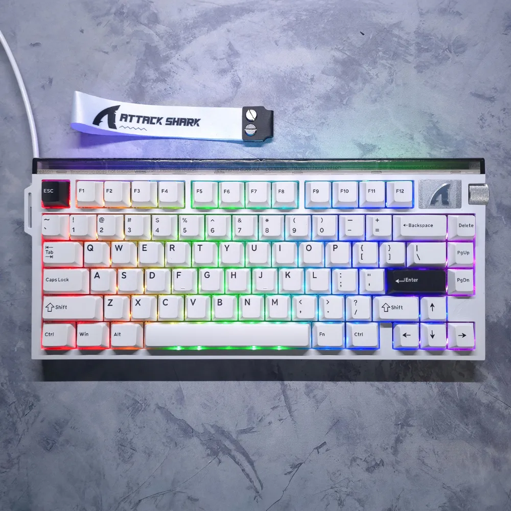 1_result ATTACK SHARK R85 HE Rapid Trigger Gaming Keyboard – Magnetic Switches, 8000Hz Polling, Adjustable Actuation, RGB Front Lightbox (White) - Image 1