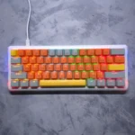 LEAVEN K610 Mechanical Keyboard – Red Switches, RGB Backlight, RGB Side Lighting, 60% Layout (Orange & White)