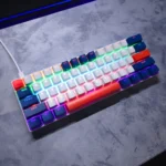 T-WOLF T-60 Mechanical 60% RGB Keyboard – Blue Switches, Wired Compact Gaming Keyboard with Multi-Color Keycaps (White & Blue) - Image 2