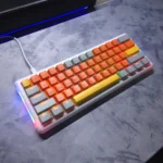 LEAVEN K610 Mechanical Keyboard – Red Switches, RGB Backlight, RGB Side Lighting, 60% Layout (Orange & White) - Image 2