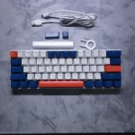 T-WOLF T-60 Mechanical 60% RGB Keyboard – Blue Switches, Wired Compact Gaming Keyboard with Multi-Color Keycaps (White & Blue) - Image 3