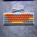LEAVEN K610 Mechanical Keyboard – Red Switches, RGB Backlight, RGB Side Lighting, 60% Layout (Orange & White) - Image 3