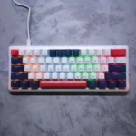 LEAVEN K610 Mechanical Keyboard – Red Switches, RGB Backlight, RGB Side Lighting, 60% Layout (White & Blue)