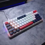 LEAVEN K610 Mechanical Keyboard – Red Switches, RGB Backlight, RGB Side Lighting, 60% Layout (White & Blue) - Image 2